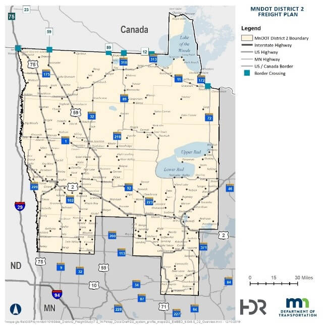 Map of MnDOT District 2