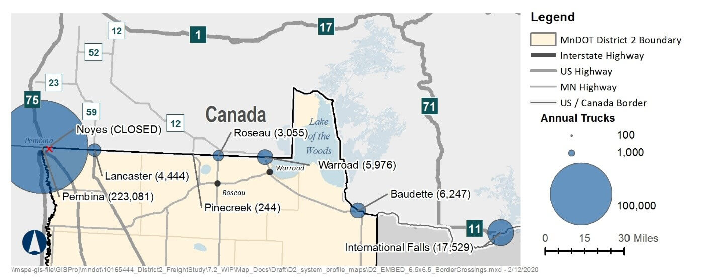 Map of the border crossings in District 2