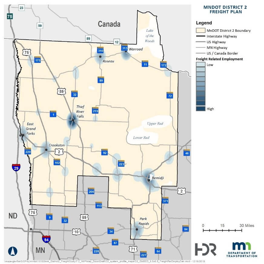Map of Distrct 2 employment locations